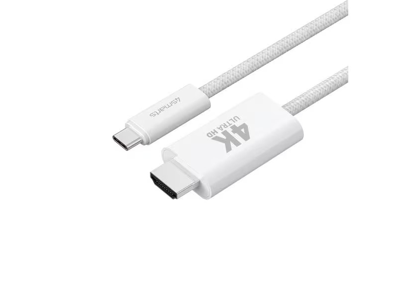 (2m) USB C auf HDMI 4K@60Hz Adapter Geflochtenes Nylon Kabel (1654541) - Weiss