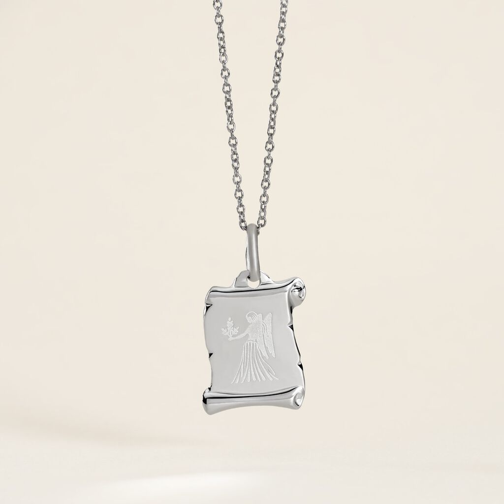 Pendentif Zodiaque Parchemin Argent Blanc