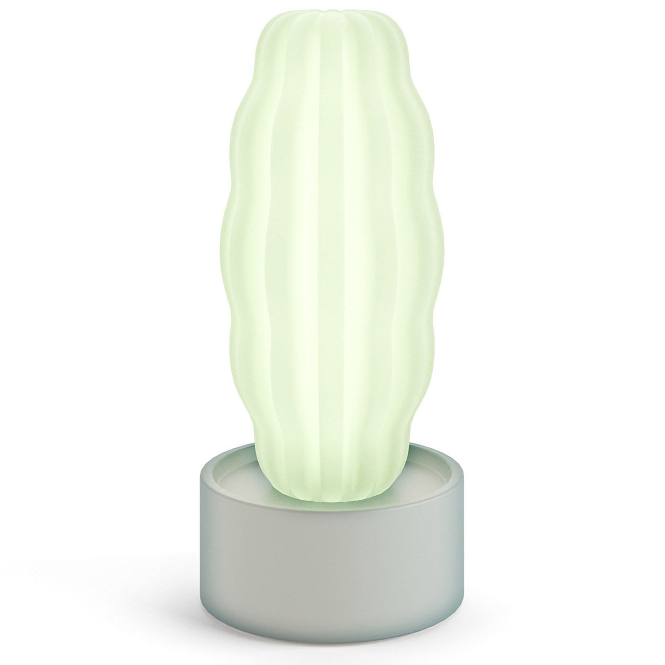 Serralunga Cactus long avec lumière et pot Design par Alessandra Baldereschi blanc - 27.5x61.5x27.5 cm
