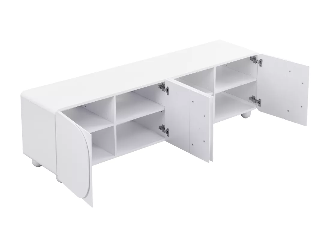 Meuble TV avec 4 portes en MDF - Blanc - YELDINIA