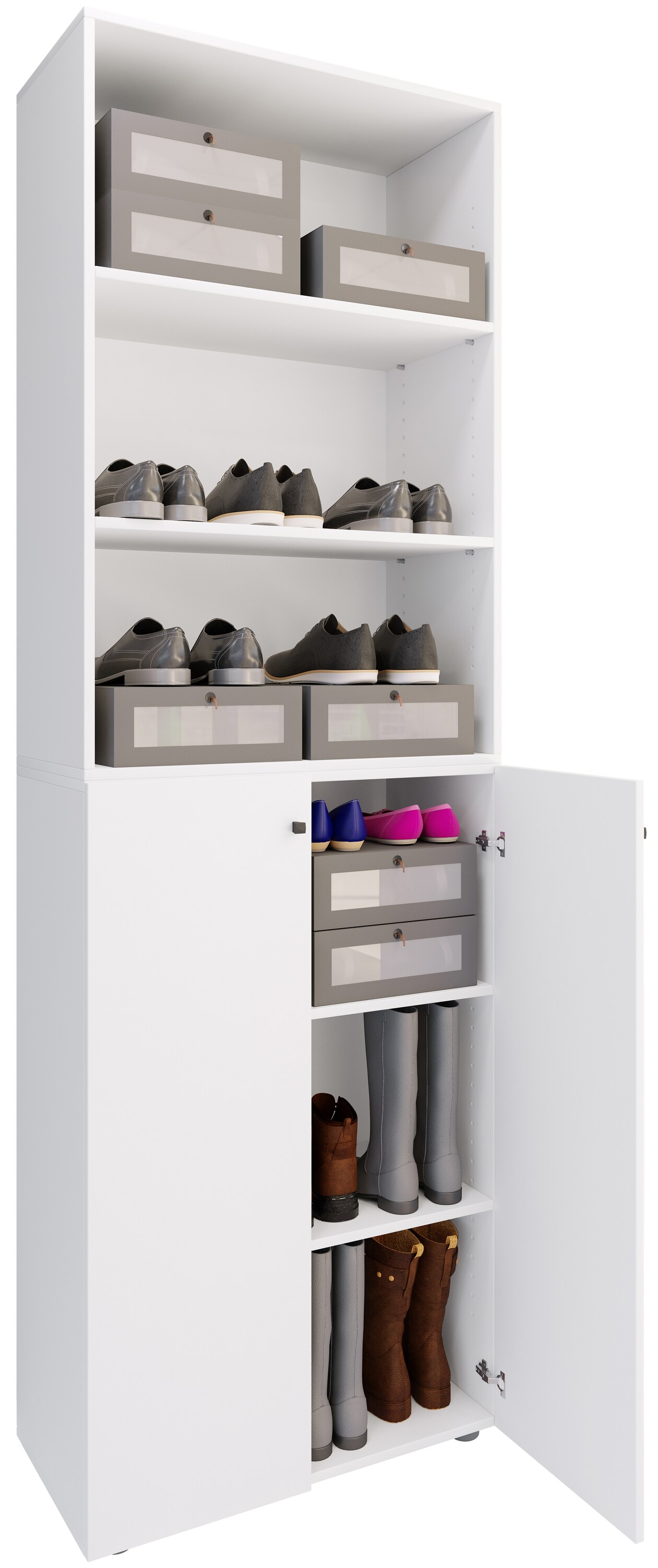 VCM XL Holz Großer Schuhschrank Schuhregal Groß Stiefel Dielenmöbel Lona 6 Fächer