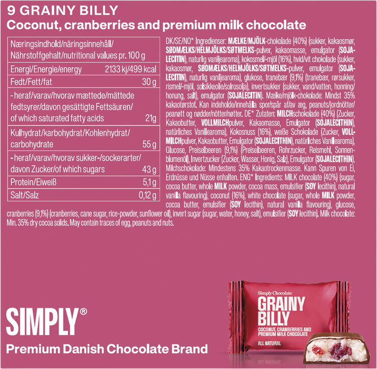Simply Chocolate Cube, Grainy Billy (90 g)