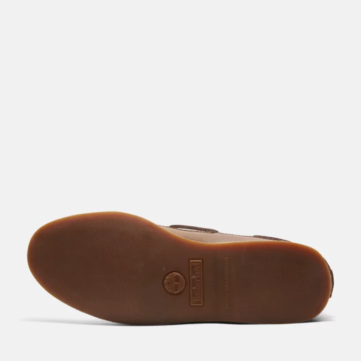 Chaussures bateau classique en cuir pour homme en marron foncé