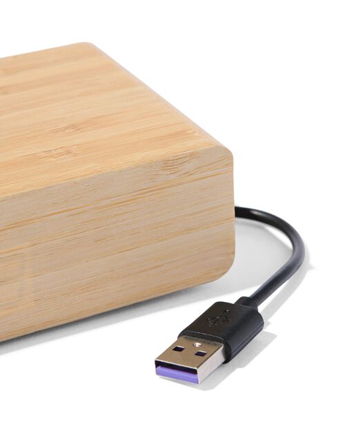 réveil en bambou avec chargeur sans fil