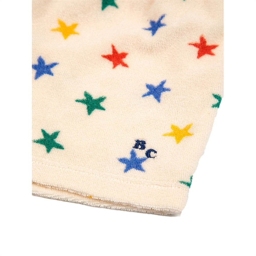 White Multicolor Stars Terry Shorts