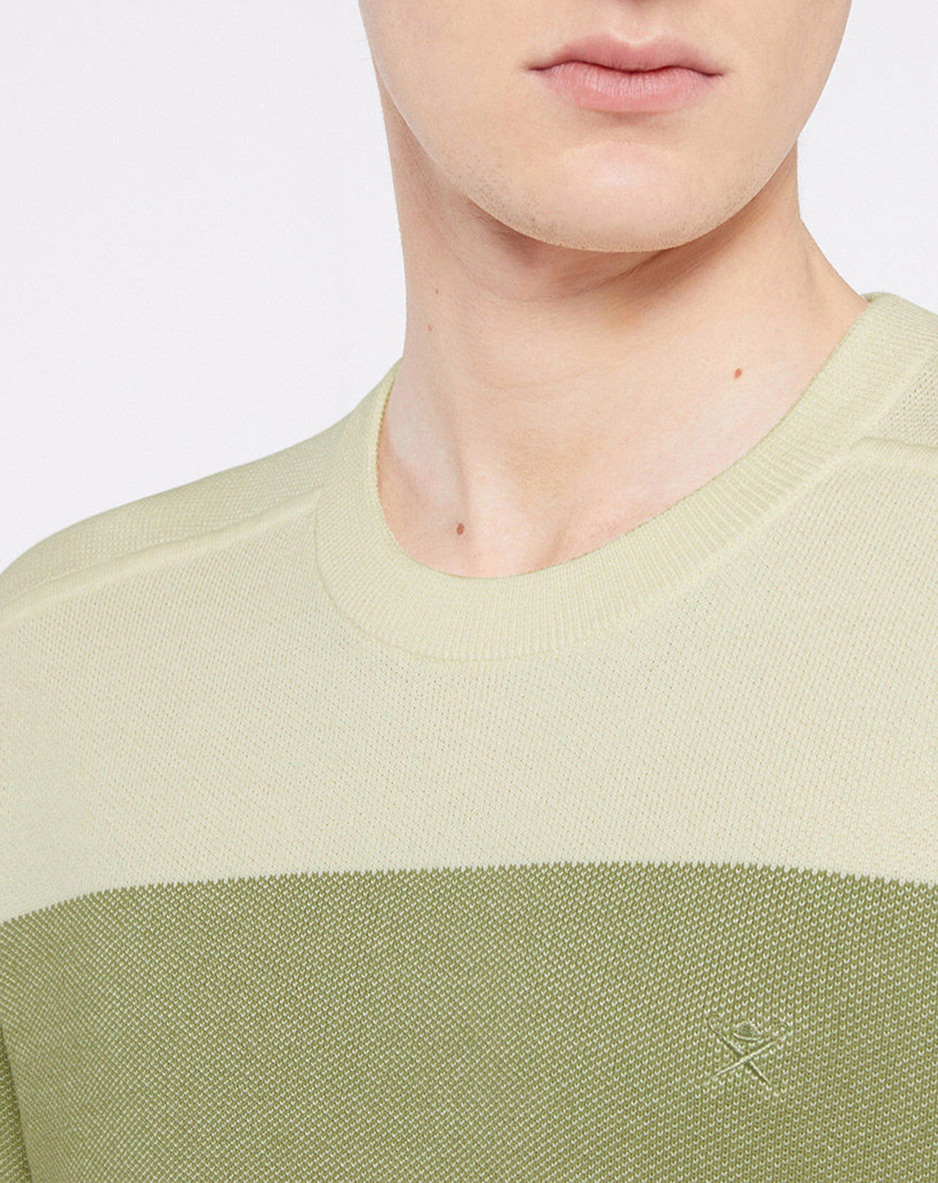 Hackett London Pull Marinière beige/vert
