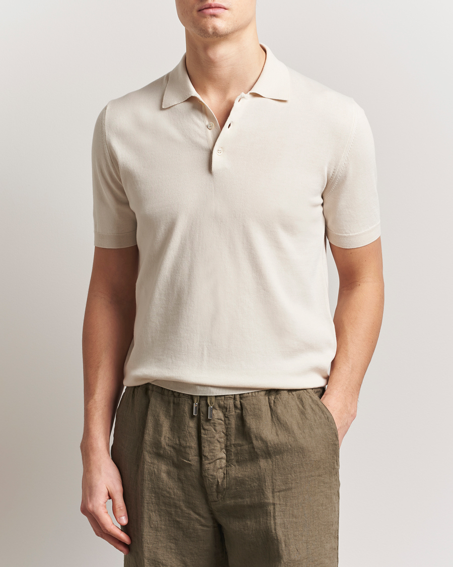 Altea Short Sleeve Cotton Polo Off White