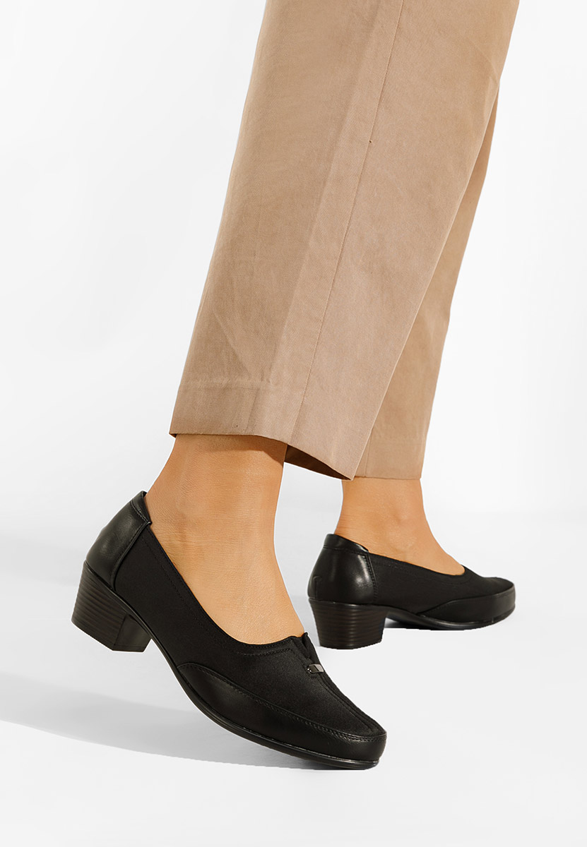 Chaussures à talon épais noirs Narona