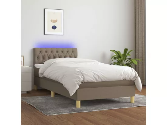 Sommier tapissier avec matelas et LED Taupe 90x190 cm Tissu