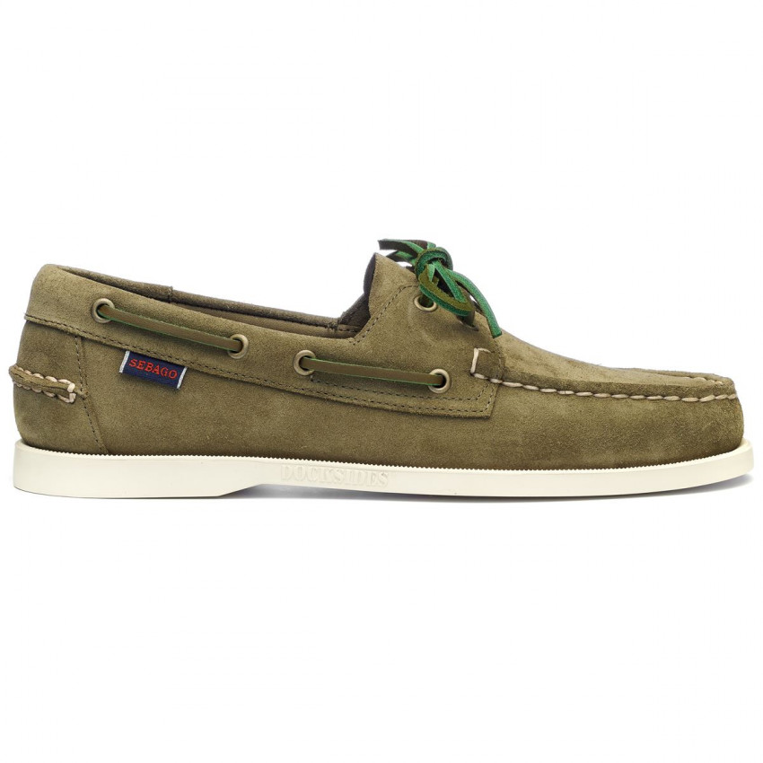 DOCKSIDES PORTLAND FLESH OUT Green Military-Chaussures bateau pour homme en suede Portland