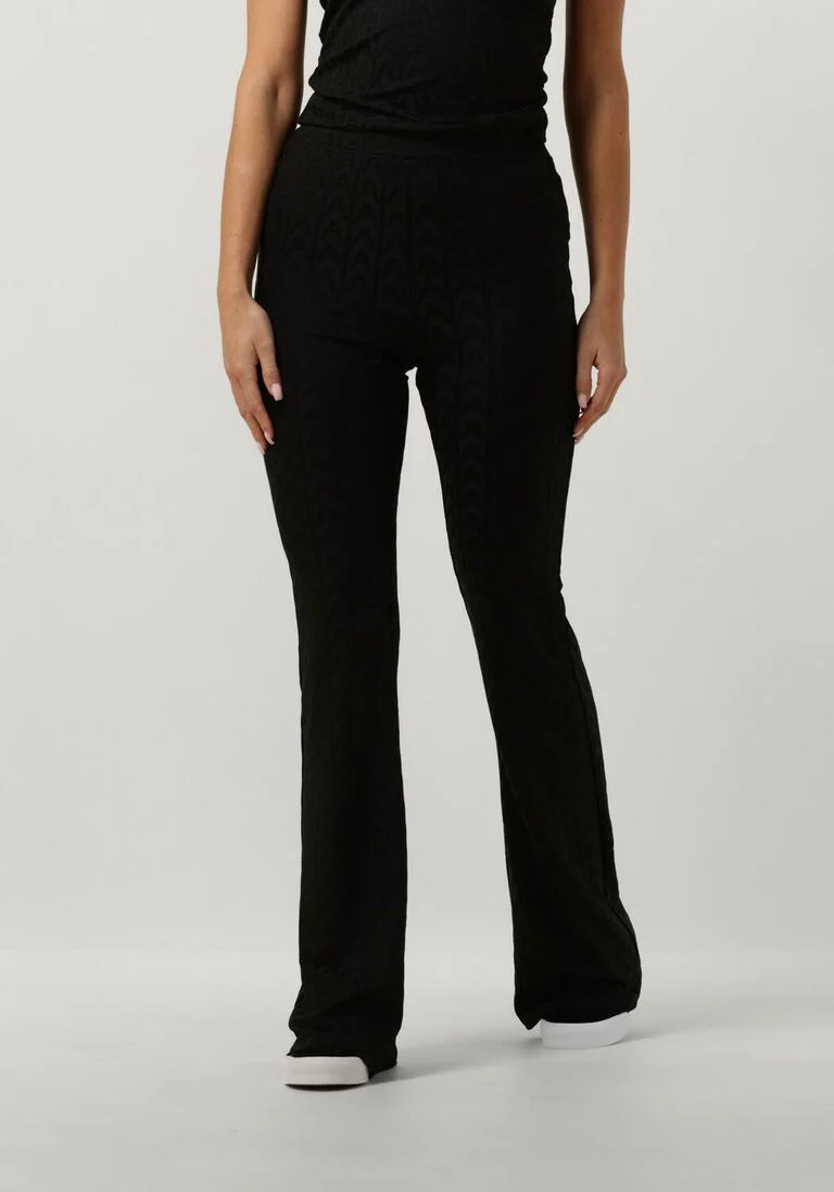 ALIX THE LABEL zwarte alix the label flared broek ladies knitted a jacquard knit pants