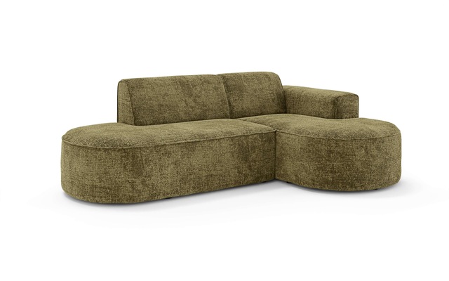 GOODproduct Ecksofa »ADELLA Design-Sofa mit Recamiere rechts/links, 248/159/76 cm« L-Form mit Wellenunterfederung, runde Form, auch in Cord