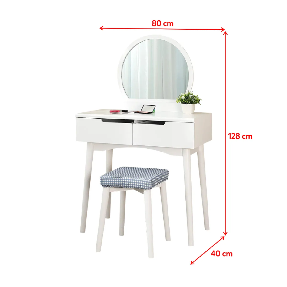 Selsey Coiffeuse avec tabouret Derra - Blanc