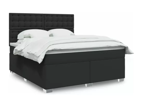 Sommier à lattes de lit avec matelas Noir 180x200 cm Similicuir