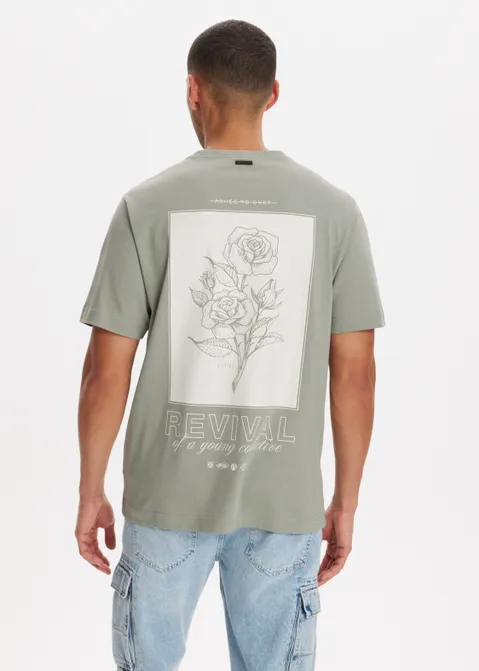 T-shirt met print roos groen (GRN.O.L)
