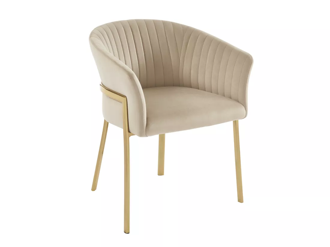 Lot de 6 chaises avec accoudoirs en velours et métal doré - Beige - ZAOVA de Pascal MORABITO