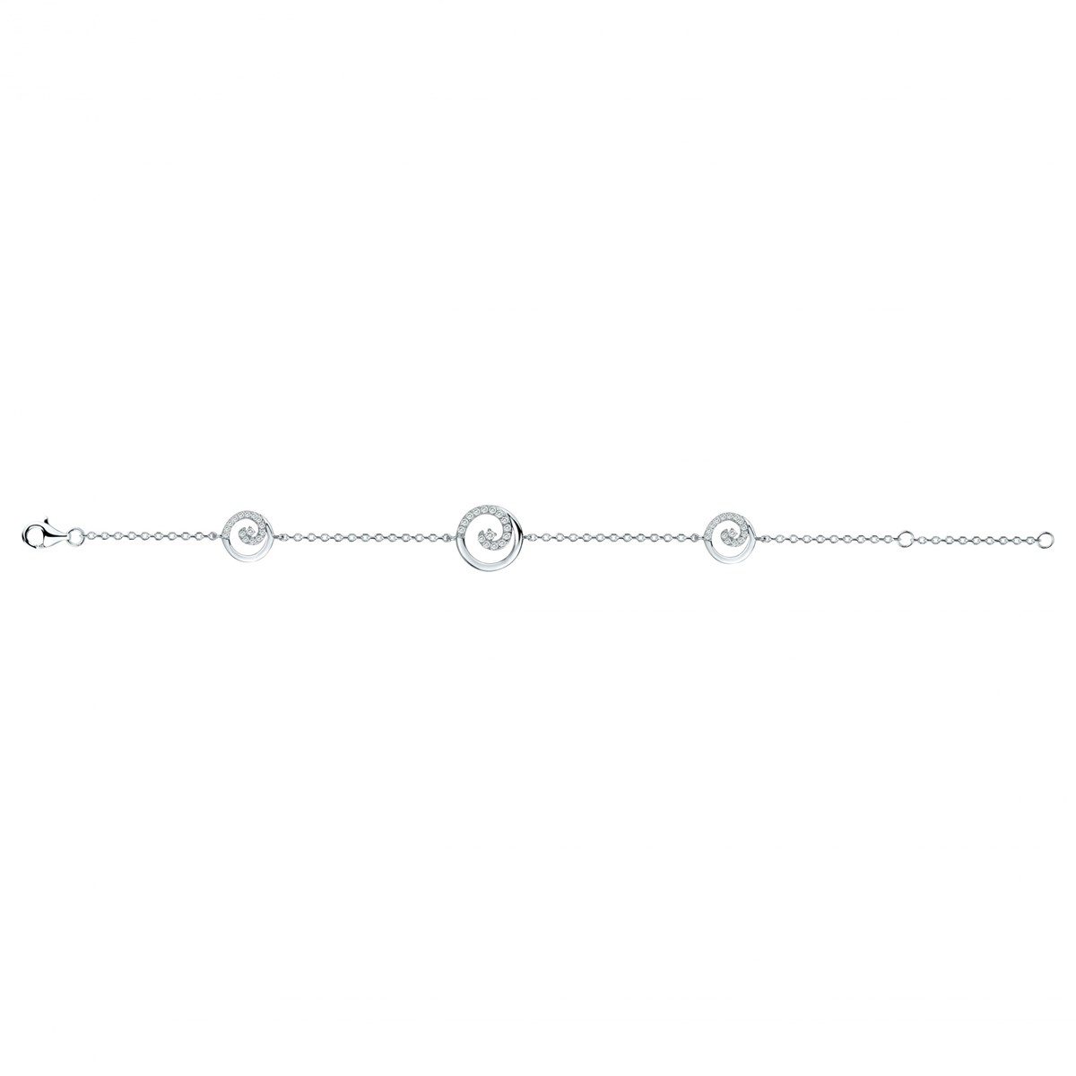 Bracelet souple multi-motifs en Argent avec oxyde de zirconium blanc