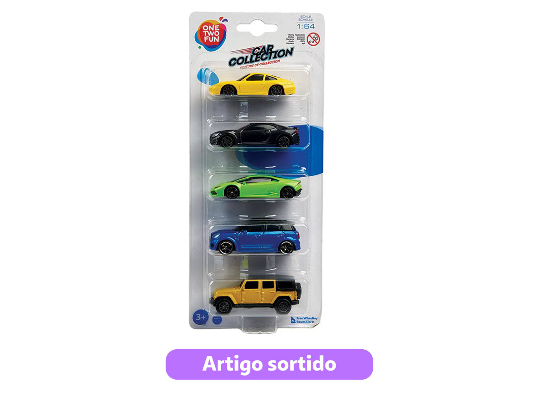 VEÍCULOS MINIATURA ONE TWO FUN CONJUNTO DE 5 UNIDADES MODELOS SORTIDOS