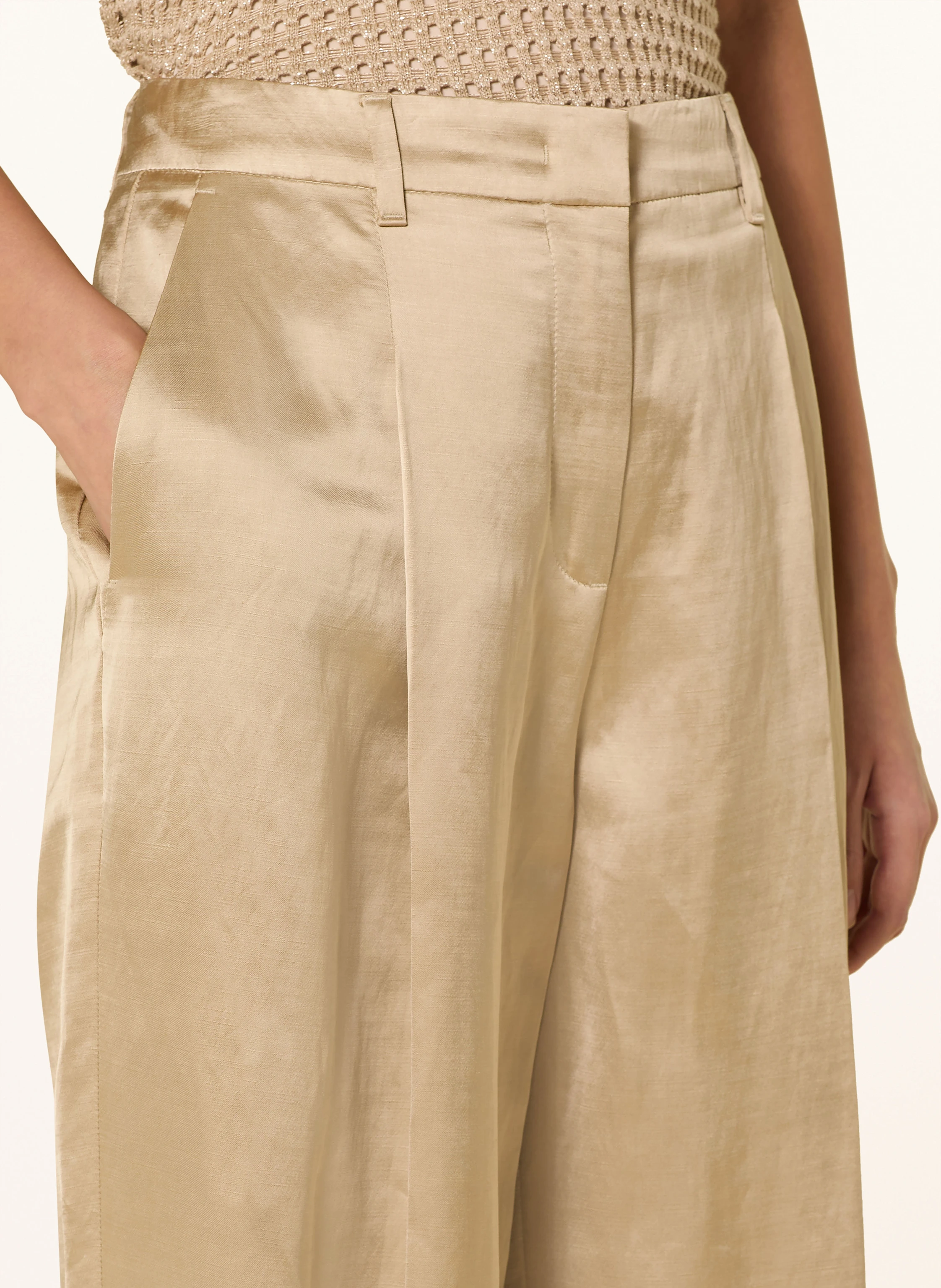 MARC CAIN Marlenehose WICHITA aus Satin mit Leinen