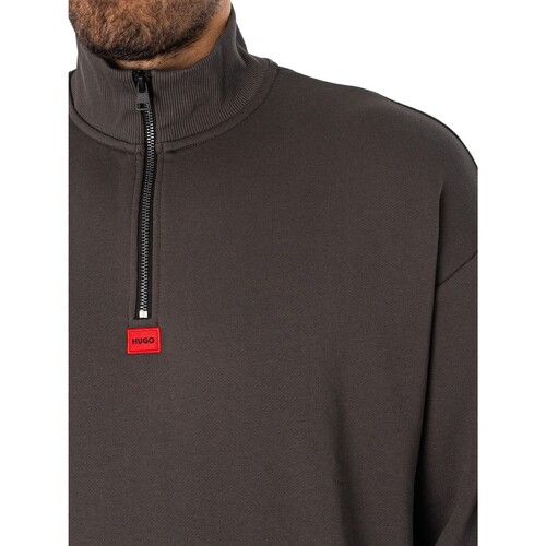 BOSS - Sudadera Con Cremallera 1/4 Durty Gris