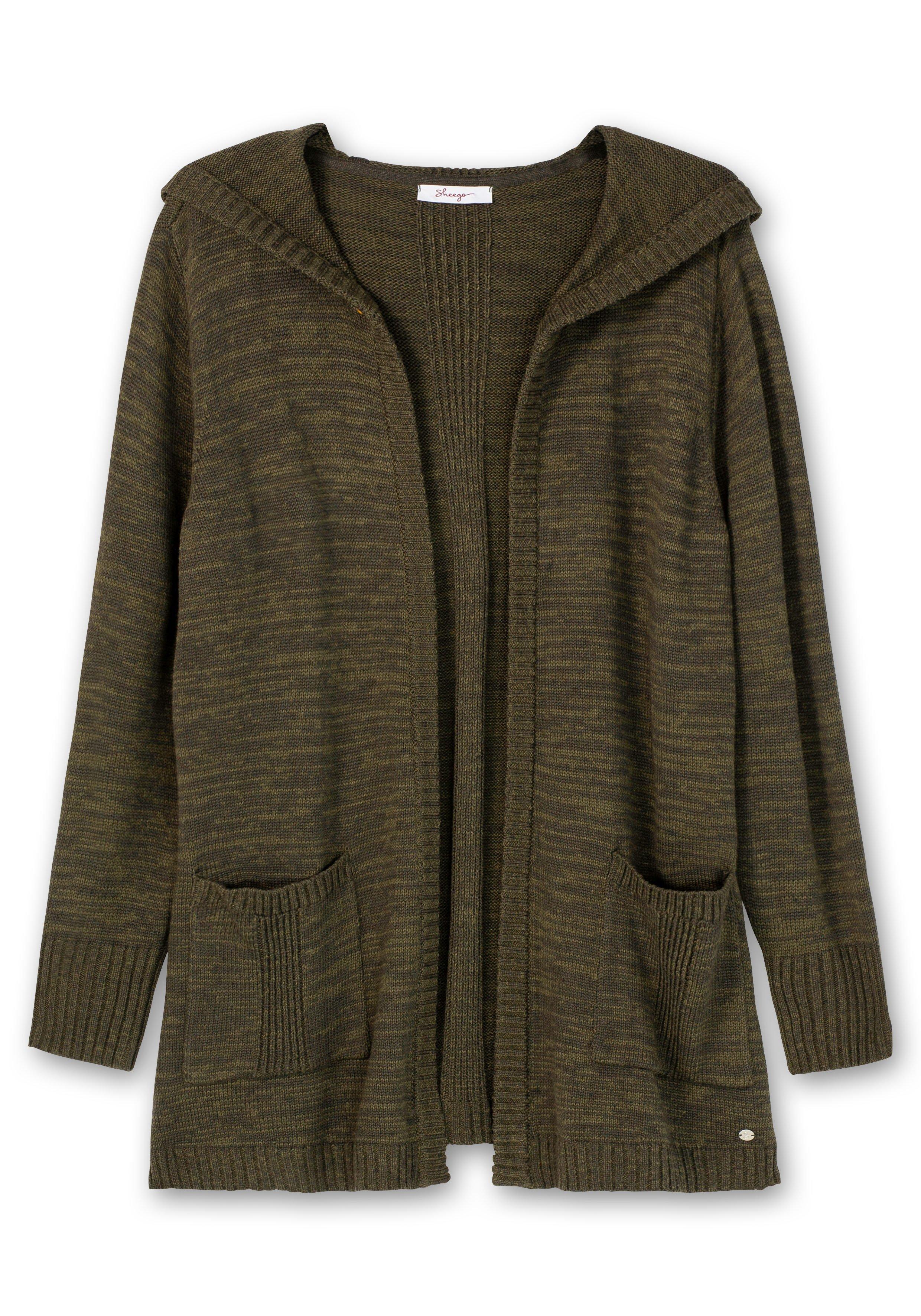 Kapuzenstrickjacke mit Wolle und Kaschmir