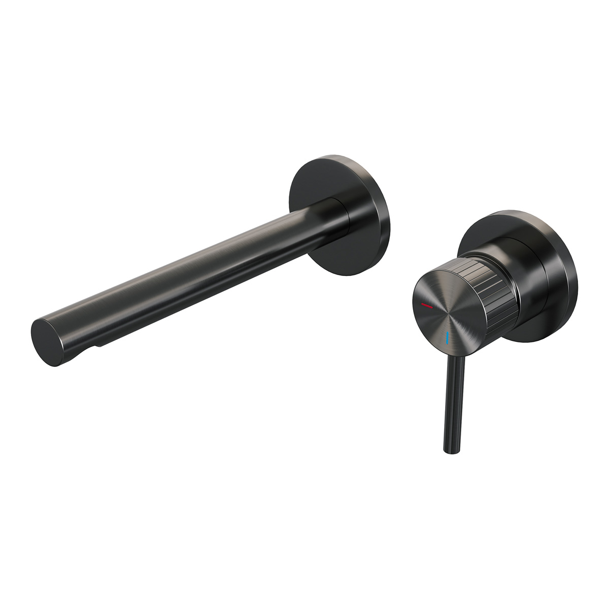 Brauer Stripe inbouw wastafelkraan ColdStart met rechte uitloop en rozetten model A1 gunmetal geborsteld PVD