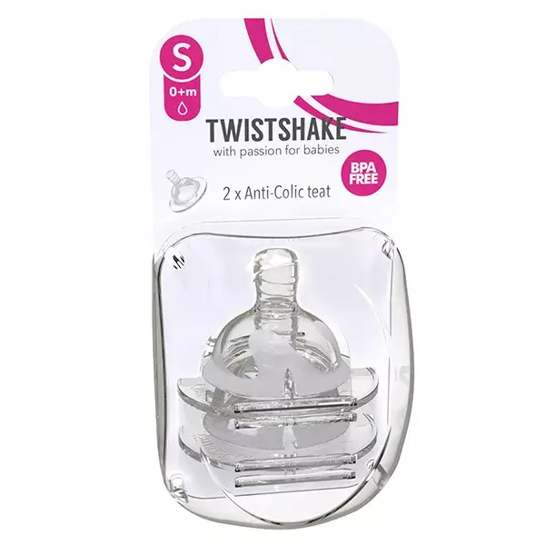 Bico anticólica Twistshake, Flow S, 0m+, pacote com 2 unidades