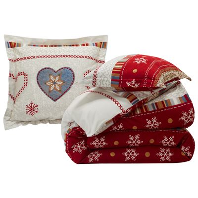 Linge de lit flanelle cœurs et flocons - BECQUET CRÉATION