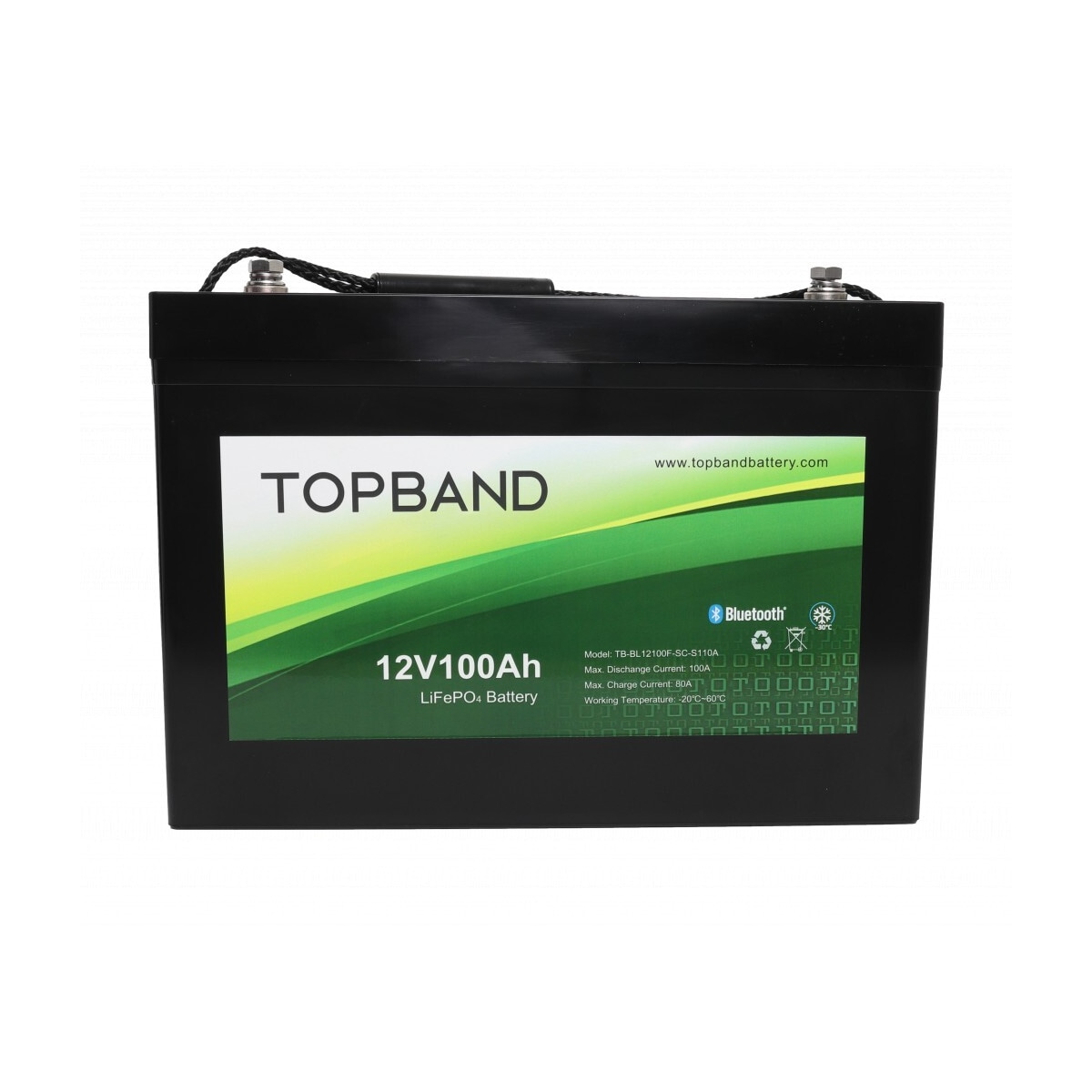 TOPBAND Lithium HEAT PRO - 12V 100AH - 100A BMS - Bluetooth og Varme (TOP-HEAT100150BS)
