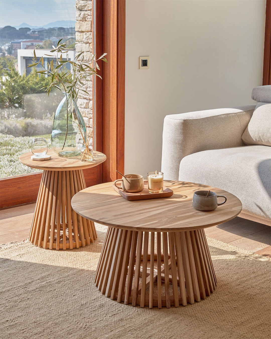 KaveHome Couchtisch IRUNE 80 x 40 cm Teak braun