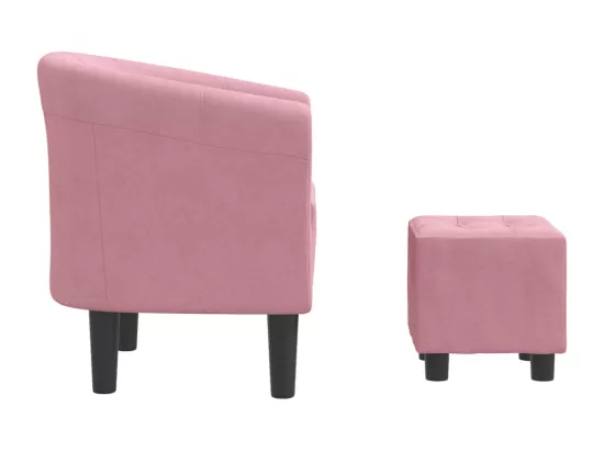 Fauteuil cabriolet avec repose-pied rose velours