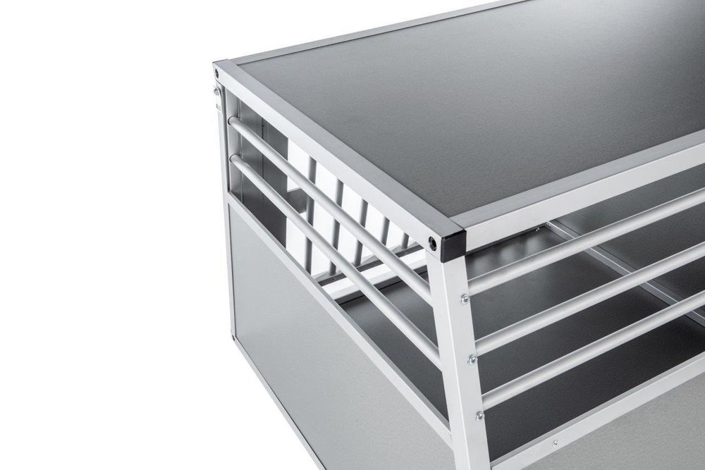 KAHU® Aluminium Hundetransportbox • 82x80x60cm • Transportbox fürs Auto • Hunde-Box
