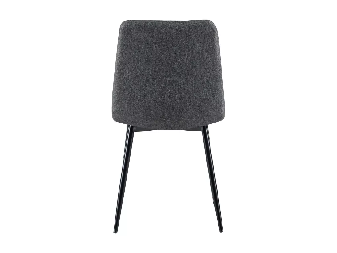 Lot de 4 chaise salle à manger - Tissu & Métal noir mat - Gris foncé - Antibes