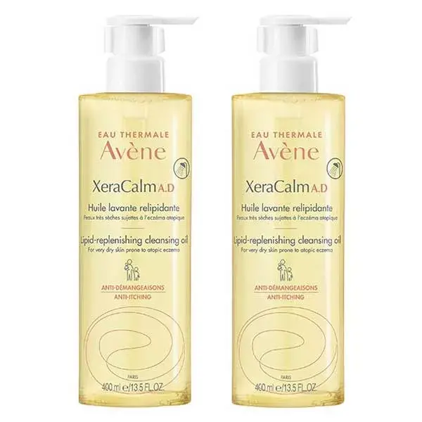 Óleo de Limpeza Repositor de Lipídios Avène XeraCalm AD, Pacote com 2 x 400ml