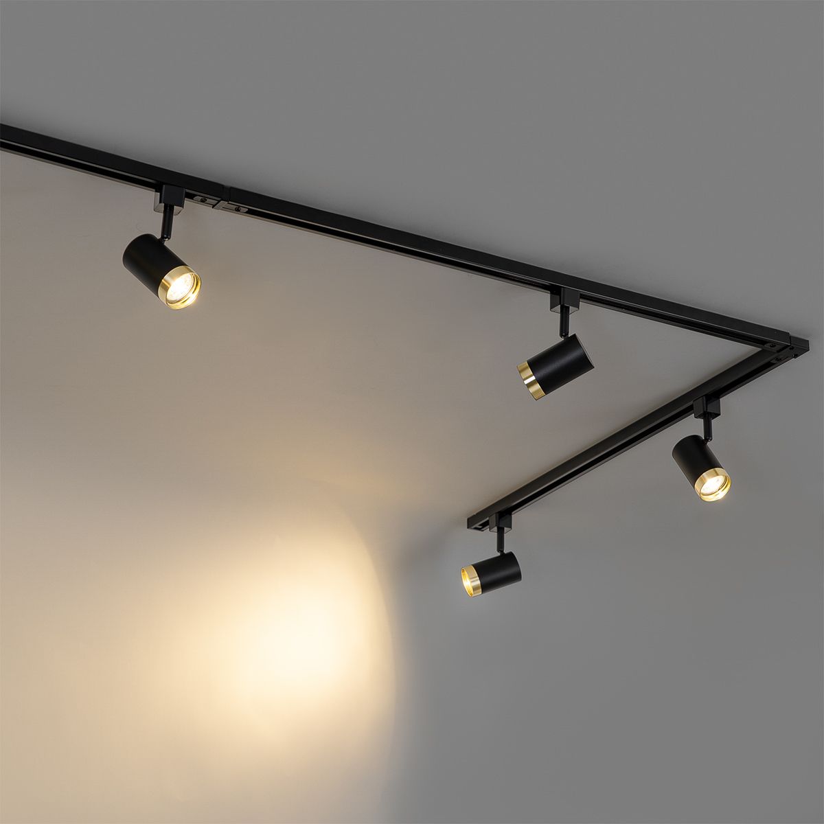 Smart railsysteem met 5 spots zwart goud 1-fase incl. 5 Wifi GU10 50mm - Iconic Jeana