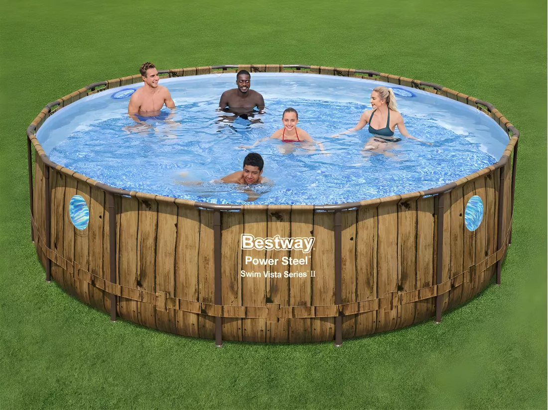 Piscine tubulaire Power Steel SwimVista avec hublots ronde 4,88 x 1,22 m - Bestway