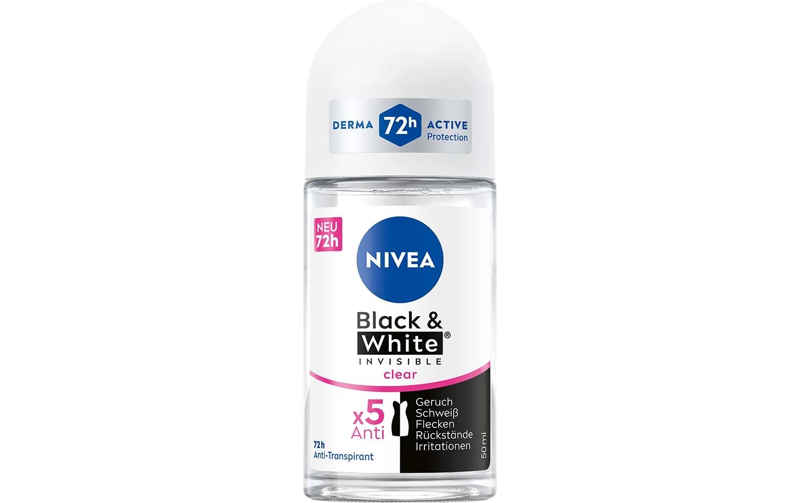 Deo Roll-on Black and White 50 mlDeo bietet effektiven Anti-Transpirant-Schutz, ohne gelbe Flecken oder weisse Rückstände zu hinterlassen