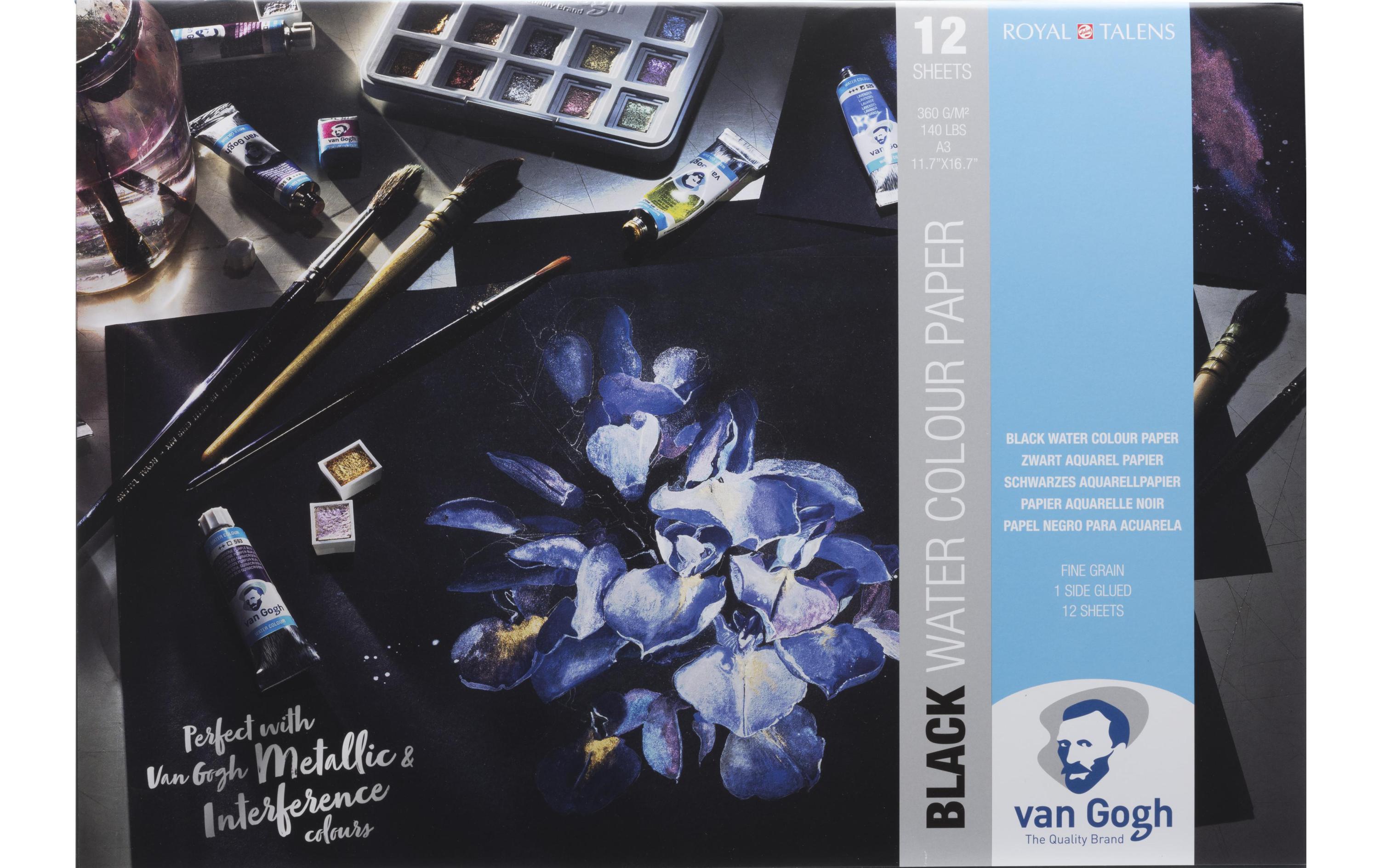 Aquarellblock A3 SchwarzAquarellpapier aus 25% Baumwolle