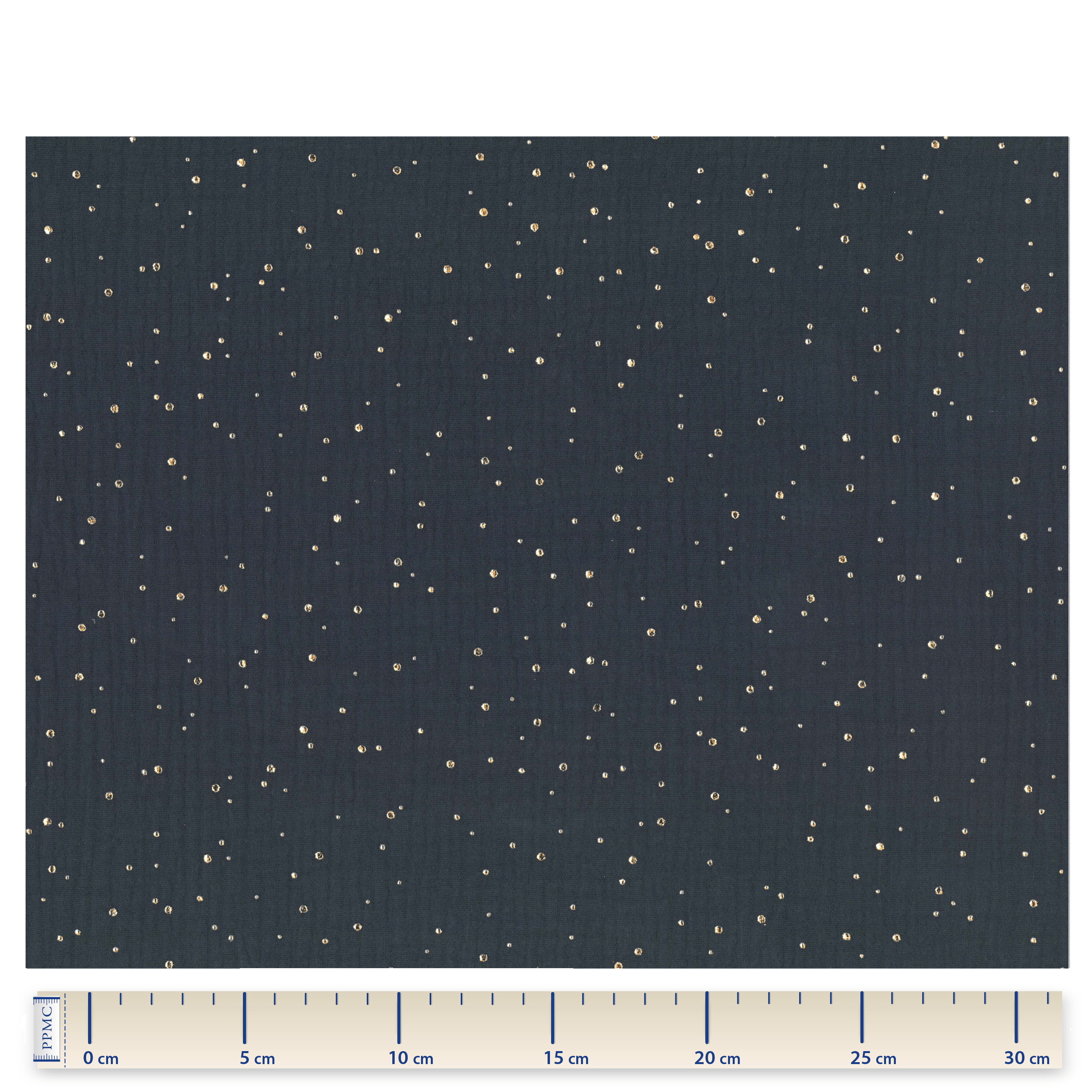 Coupon Tissu 1 M Gaze Pois Or Marine