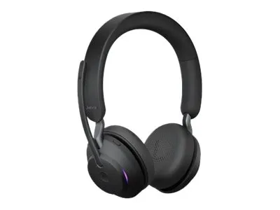 Jabra Evolve2 65 MS Stereo - Headset - på øret - Bluetooth - trådløs - USB-A - støjisolerende - sort - med opladningsstander - Certified for Microsoft Teams