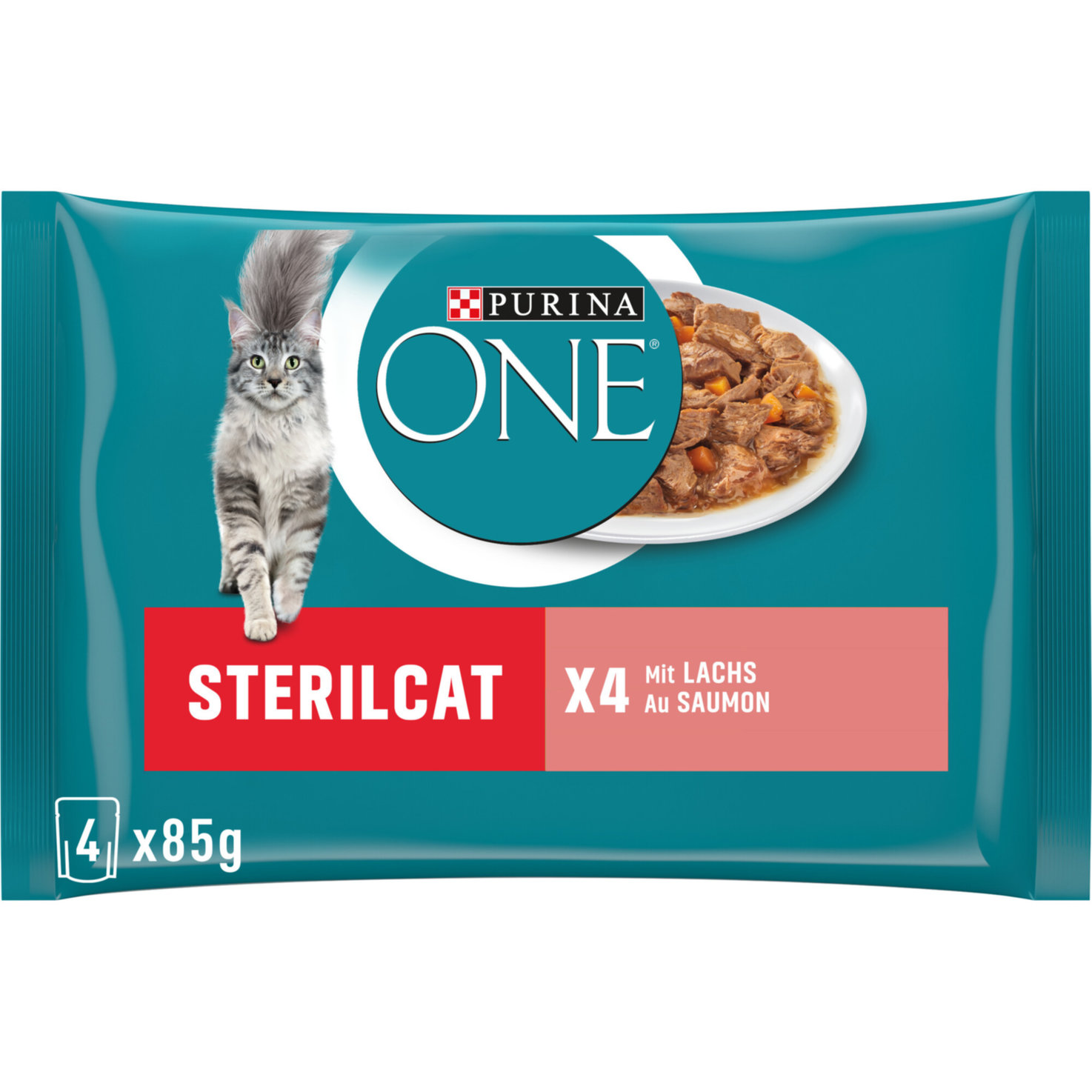 Purina ONE Katzenfutter Sterilcat in Sauce Lachs 4x85g