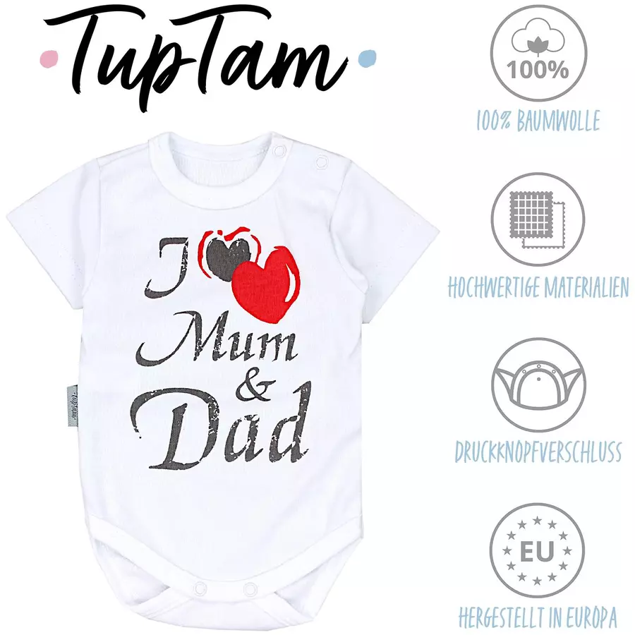 TupTam Baby Kurzarm Body mit Aufdruck Spruch 5er Pack ecru