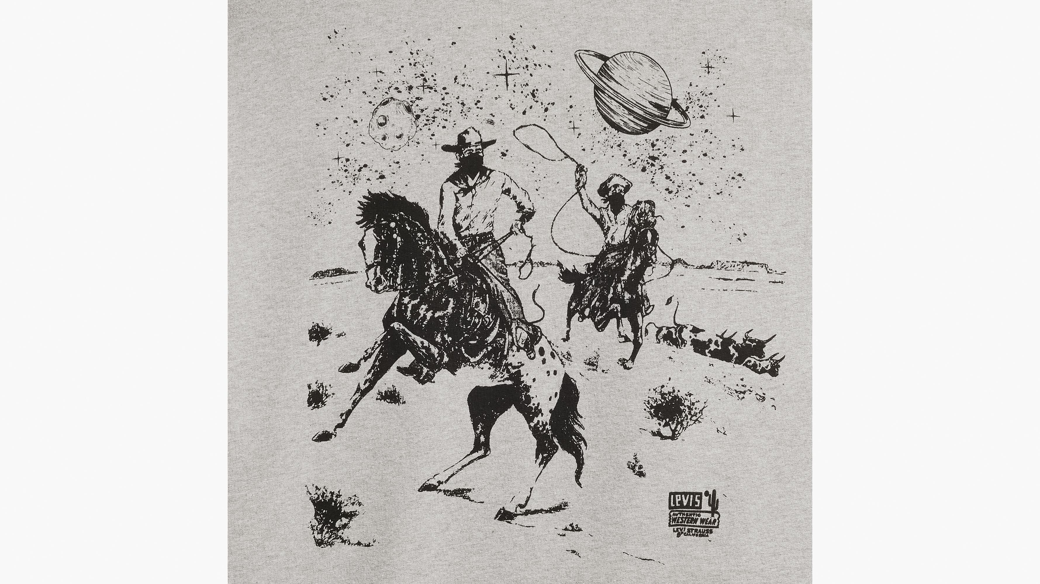 Sweat-shirt graphique à col rond et coupe décontractée - Space Cowboy Crew Midtone Heather Gray - Gris