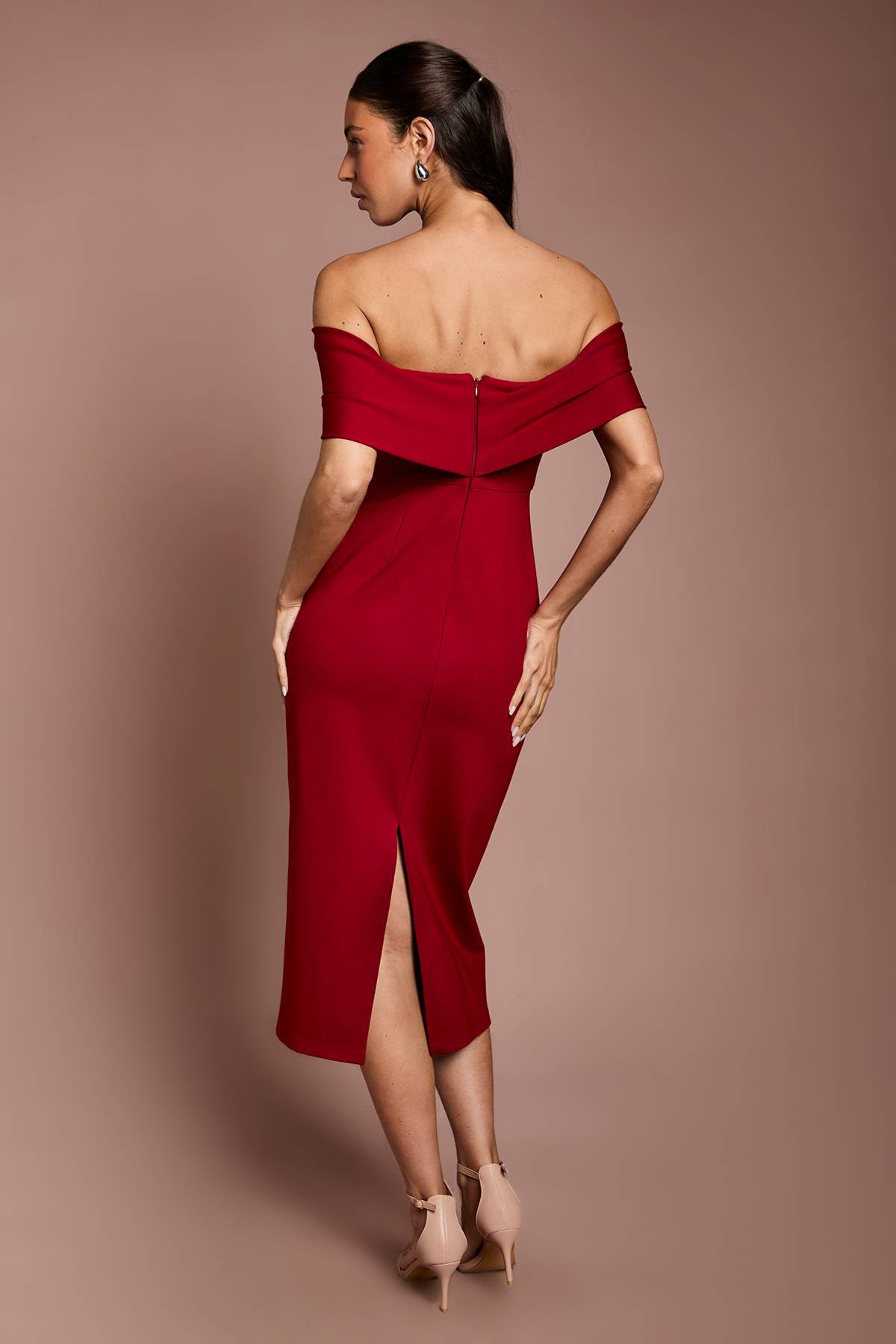 Coast Robe Midi Colonne Bardot en Ponte