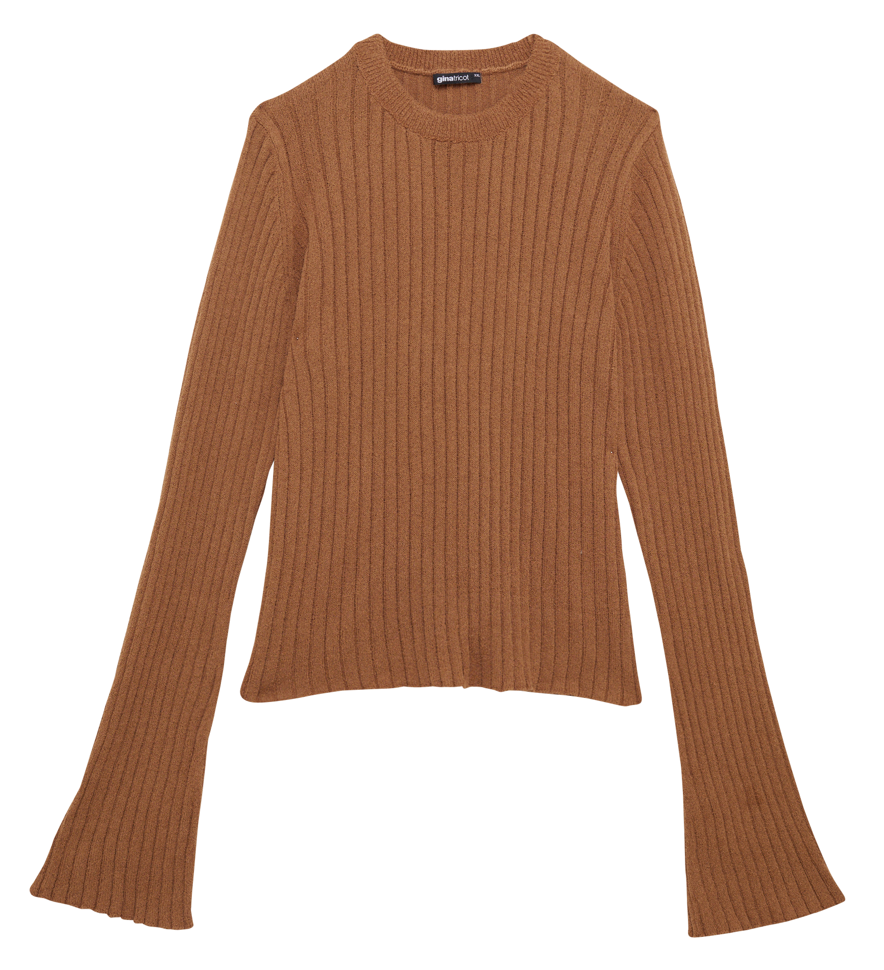 Pull col rond en coton mélangé | Marron
