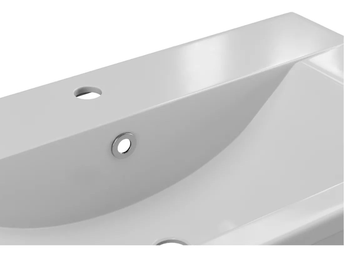 Vasque de salle de bain semi-encastrée rectangle en céramique - 71,5 cm - Blanc - YASMAC II
