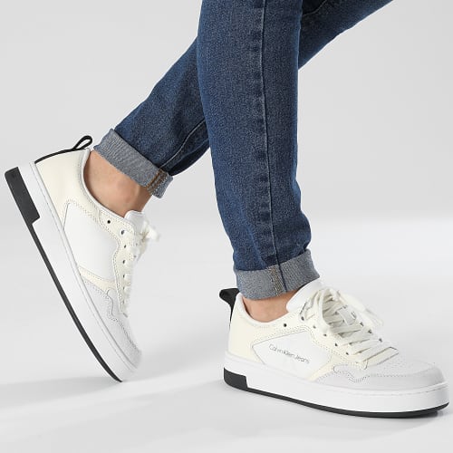 Baskets Femme Cupsole Low Leather 0876 Ivory Ghost Grey White Black
