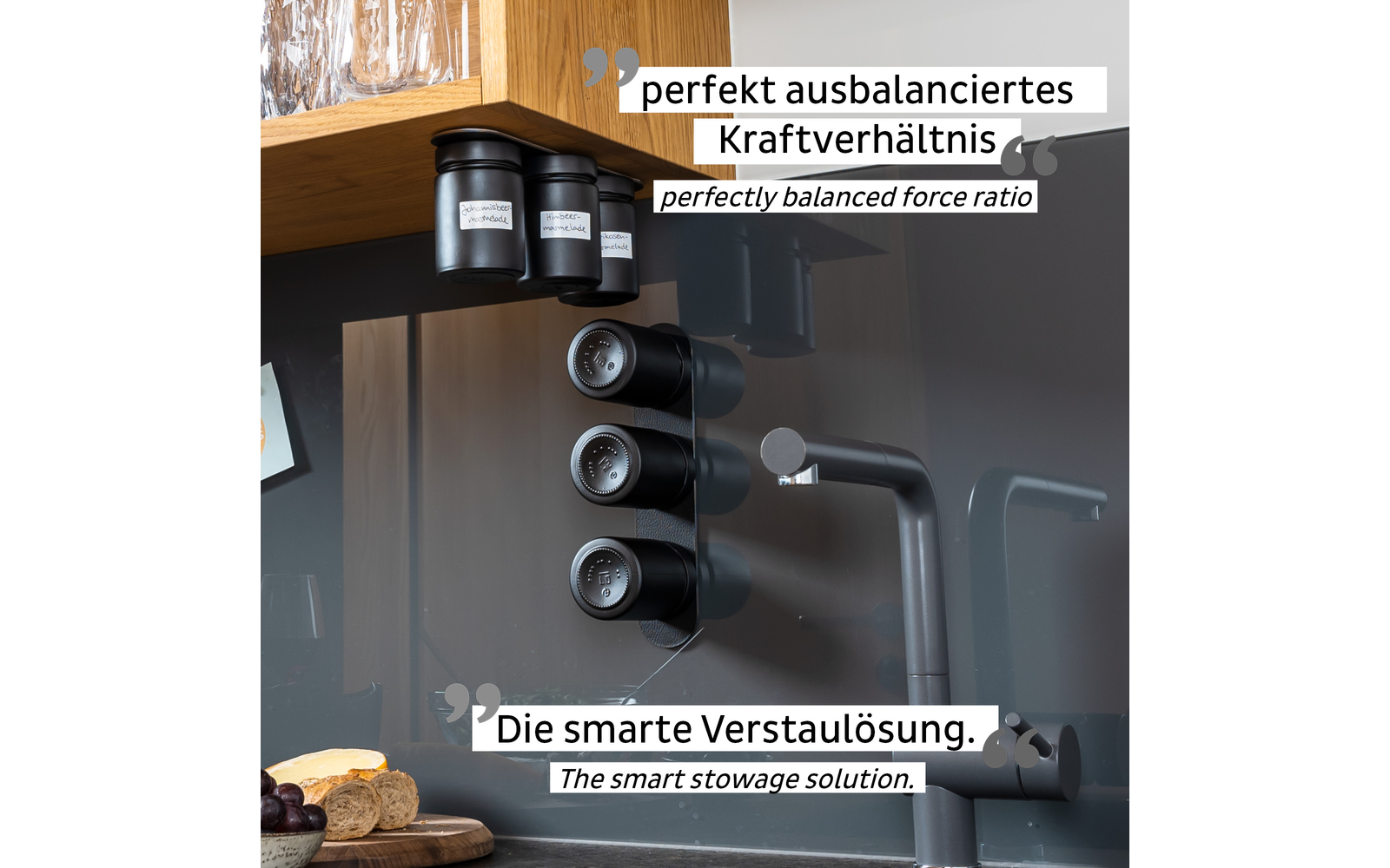 silwy® Feinkost-Magnetgläser 3er-Set All White inkl. Metallleiste (192 ml)