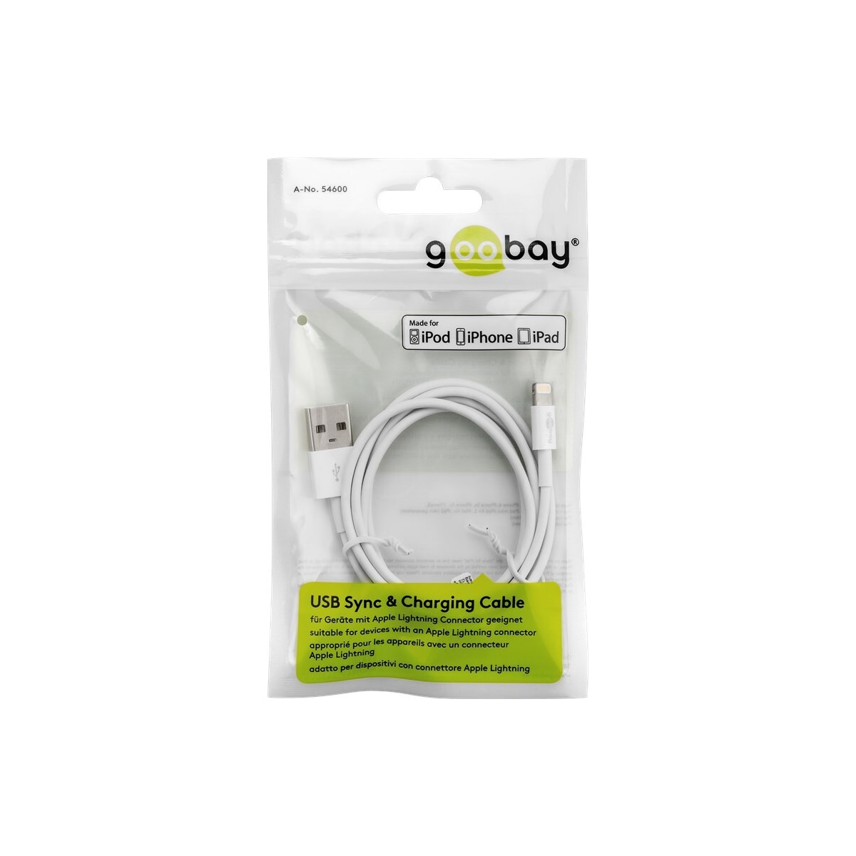 Lightning USB-lade- og synkroniseringskabel