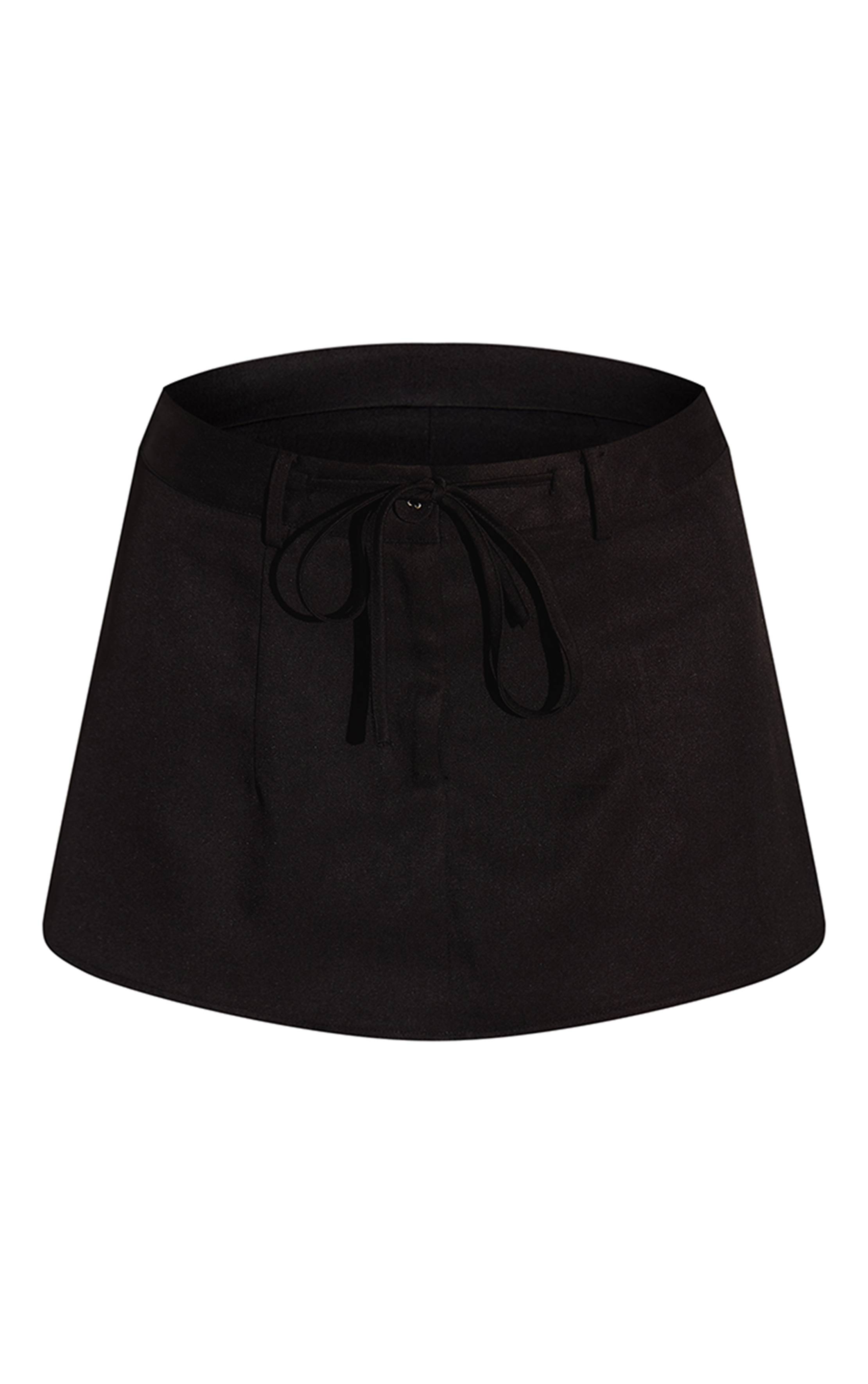 Noir Jupe-short Tissée À Taille Nouée